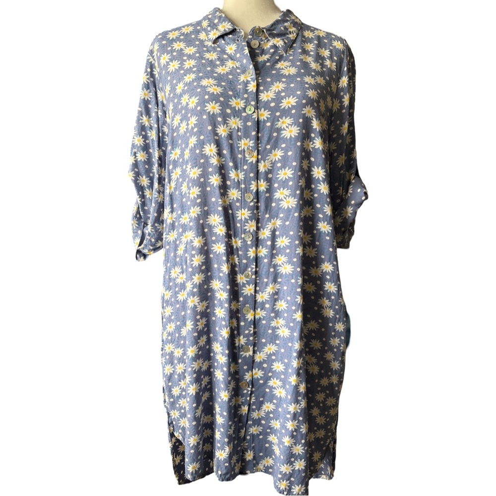 April Cornell Daisy print Floral Button-Up High Low Dress